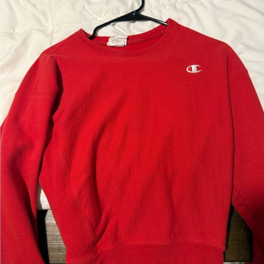 Champion Bright Red Reverse Weave Sweatshirt